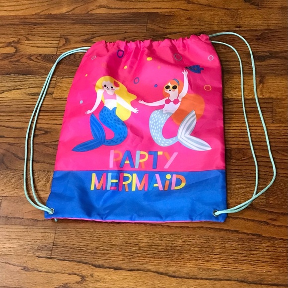 Party Mermaid Draw String Backpack Bag Tote Sack Carryall Toddlers Little Girls - Picture 5 of 16